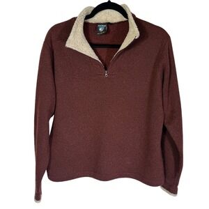 Kuhl Womens Burgundy Heathered Sherpa Lined Quarter Zip Fleece Pullover Large